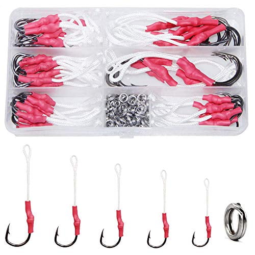 130Pcs Cast Jigs Assist Hook With Double Split Ring High Carbon Steel Single Jig 130Pcs Cast Jigs Assist Hook With Double Split Ring High Carbon Steel Single Jig